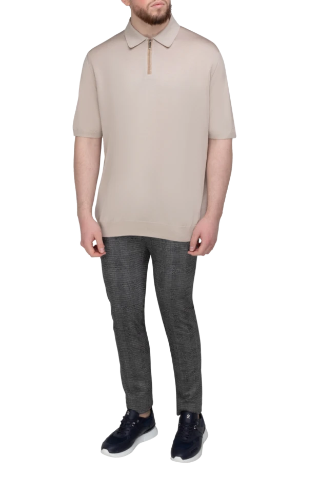Stefano Ricci beige men's silk and crocodile leather polo 161370 - photo 2