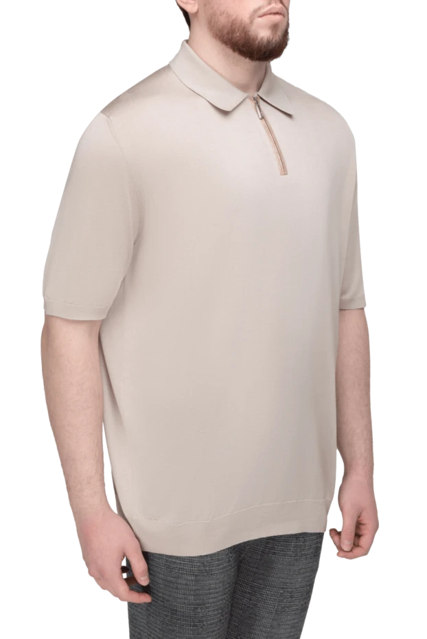 Stefano Ricci beige men's silk and crocodile leather polo 161370 - photo 3