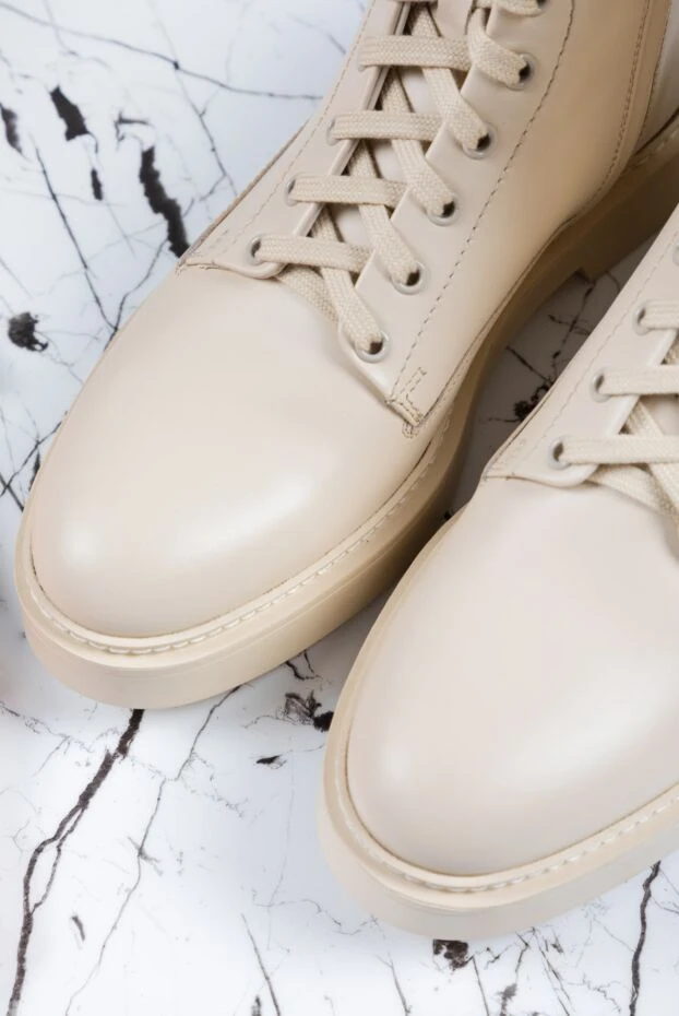 Santoni ботинки женские кожаные с ребристым манжетом белые 161412 - фото 2