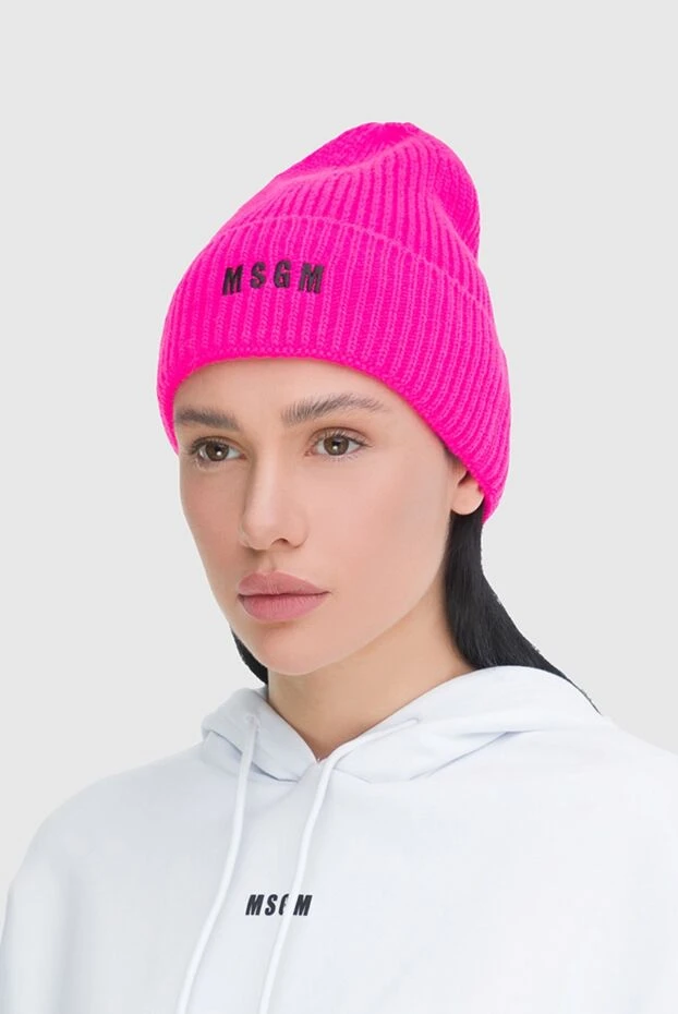 MSGM женские шапка из акрила розовая женская купить с ценами и фото 161428 - фото 2