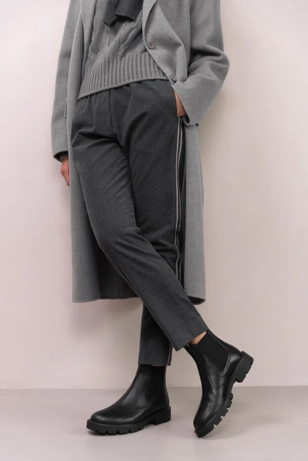 Peserico women's dark gray pants with elastic waistband 161441 - photo 2
