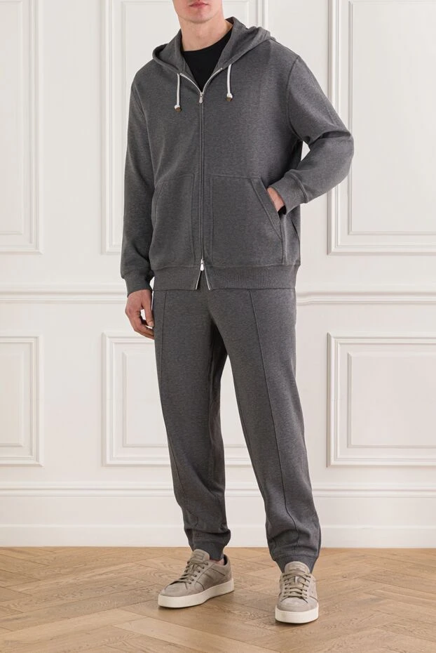 Brunello Cucinelli трикотажний костюм з капюшоном та блискавкою на двосторонньому замку 161538 - фото 2