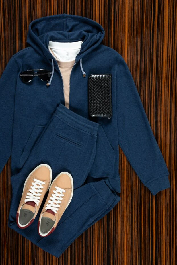 Комфортный спортивный костюм из плотного джерси с капюшоном - фото 2