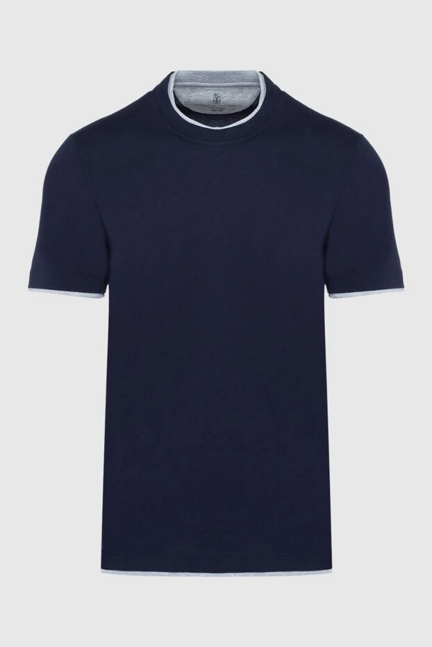 Brunello Cucinelli футболка в оттенке navy с деталями в сером цвете по краю 195810 - фото 1