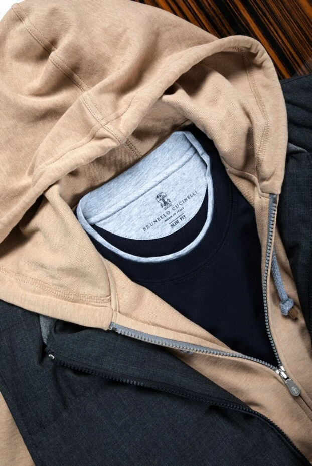 Brunello Cucinelli футболка в оттенке navy с деталями в сером цвете по краю 195810 - фото 2