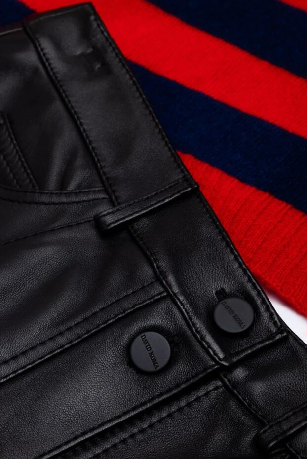 David Koma чёрная кожаная юбка с высокой посадкой и декоративной планкой спереди 161579 - фото 3