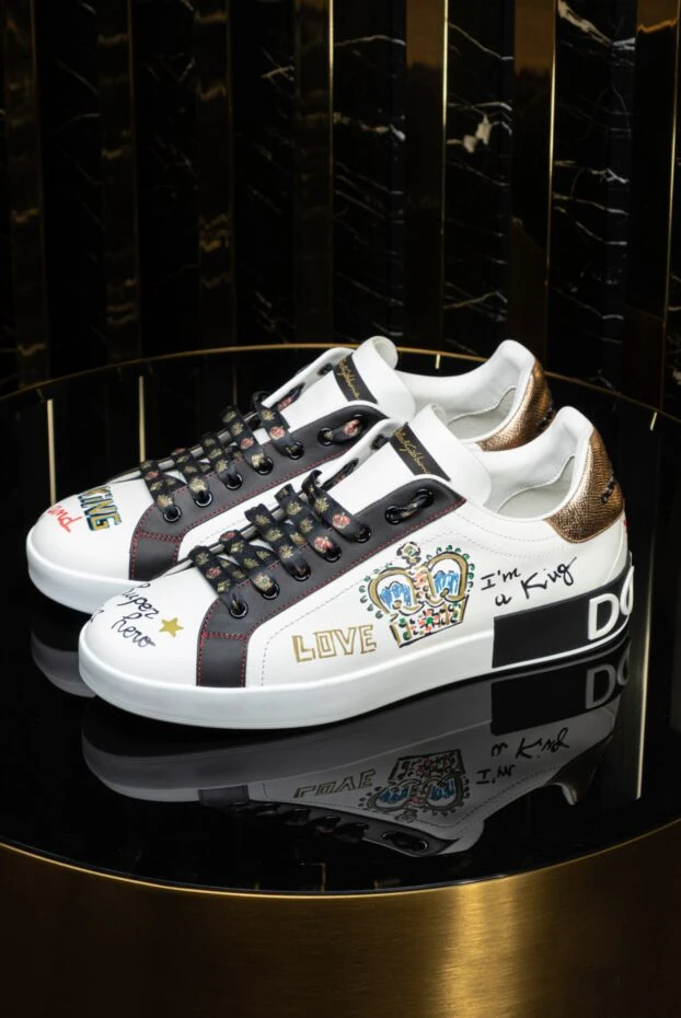 Сникеры Portofino из принтованной телячьей кожи наппа с нашивкой - фото 2