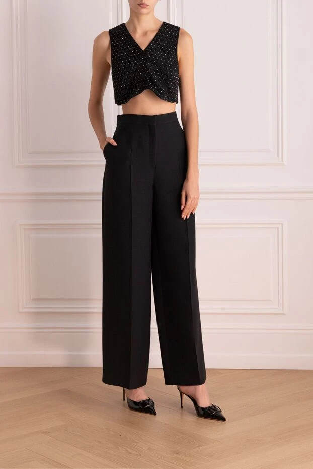 Dior женские брюки из шерсти и шелка черные женские купить с ценами и фото 161605 - фото 2