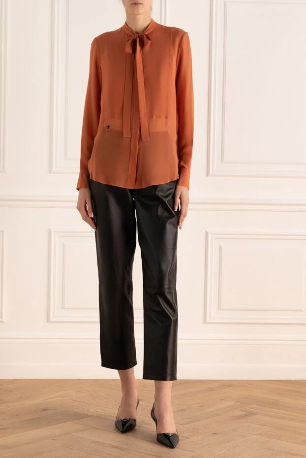 Dior женские блуза из шелка оранжевая женская купить с ценами и фото 161609 - фото 2