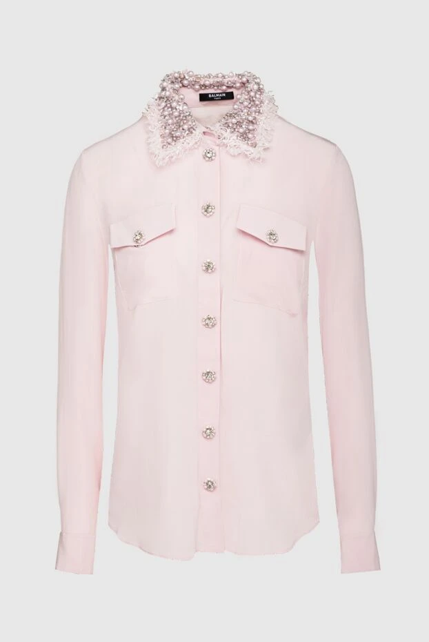 Balmain женские блуза из шелка розовая женская купить с ценами и фото 161645 - фото 1