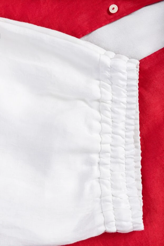 Cesare di Napoli білі чоловічі шорти з льону з поясом на кулісці 161668 - фото 2