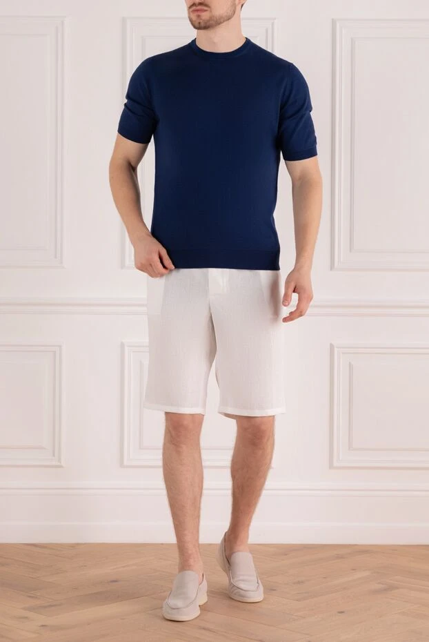 Cesare di Napoli мужские шорты из льна белые мужские купить с ценами и фото 161668 - фото 2