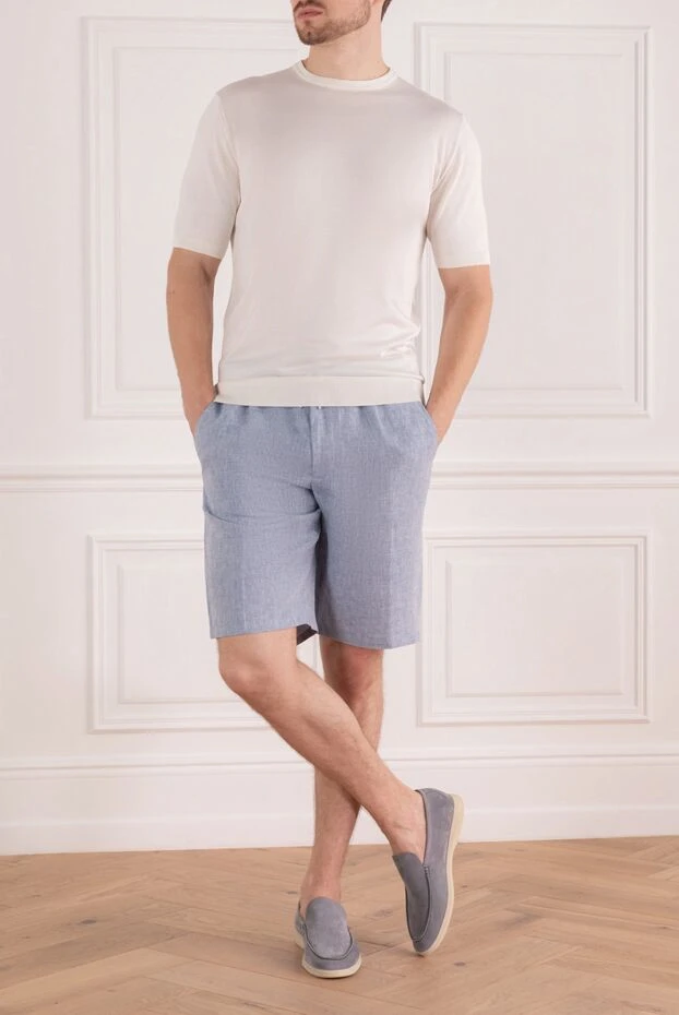 Cesare di Napoli man blue linen shorts for men buy with prices and photos 161669 - photo 2