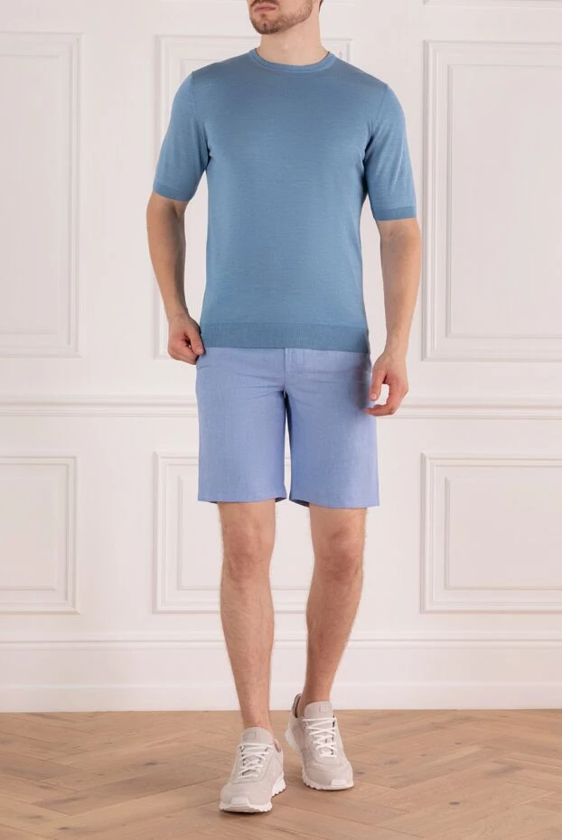 Cesare di Napoli мужские шорты из льна голубые мужские купить с ценами и фото 161670 - фото 2