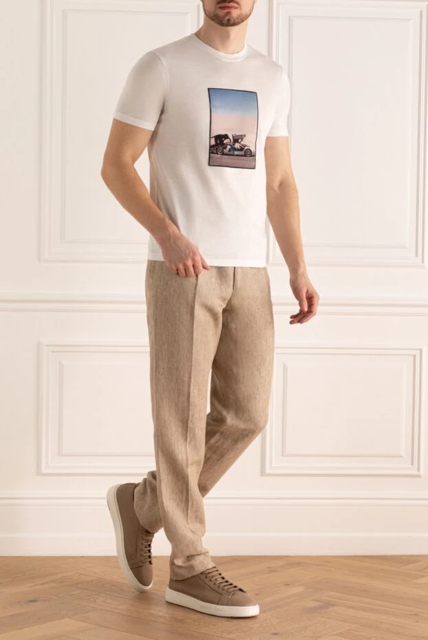 Cesare di Napoli мужские брюки из льна бежевые мужские купить с ценами и фото 161680 - фото 2