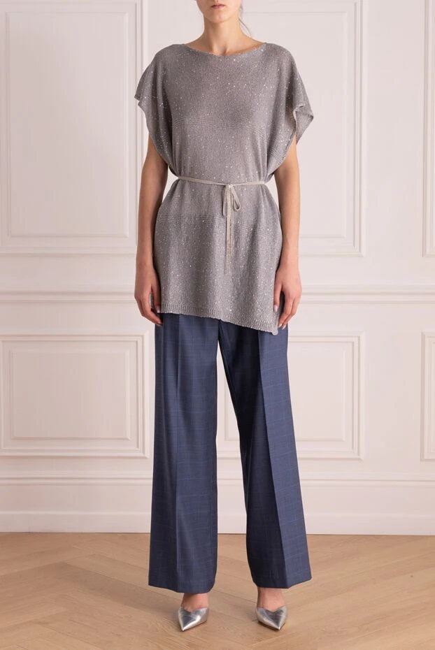 Erika Cavallini woman blue wool trousers for women buy with prices and photos 161710 - photo 2