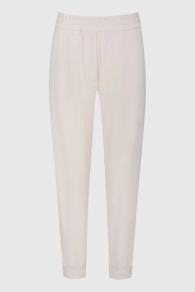 Women's cropped pants with elastic band beige