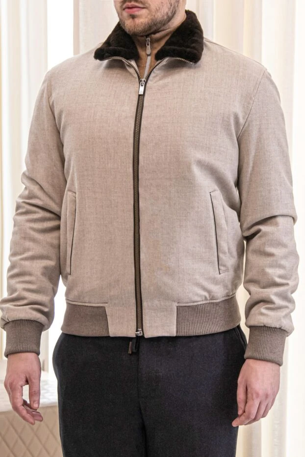 Tombolini men's beige wool jacket with dark elastic inserts 161721 - photo 2