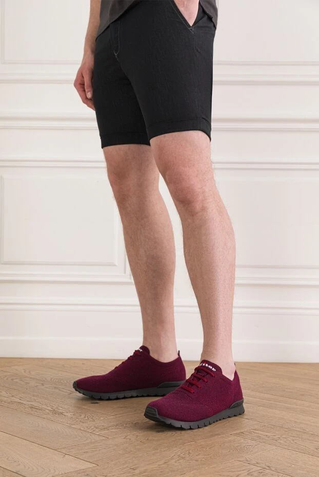 Kiton кроссовки из вискозы бордовые мужские 161776 - фото 2