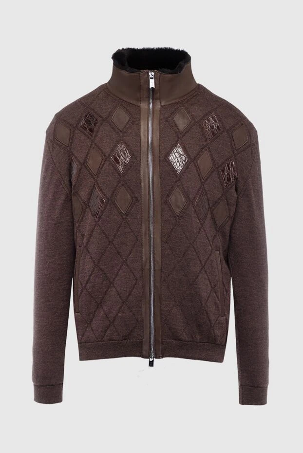 Torras jacket made of wool, genuine leather and crocodile leather brown men's 161815 - photo 1