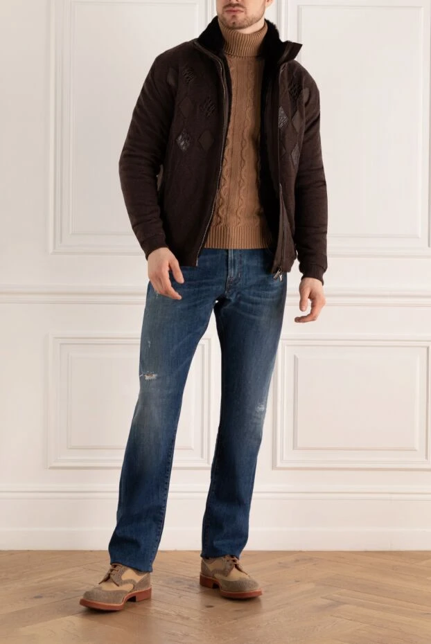 Torras man brown wool, genuine leather and crocodile leather jacket for men buy with prices and photos 161815 - photo 2