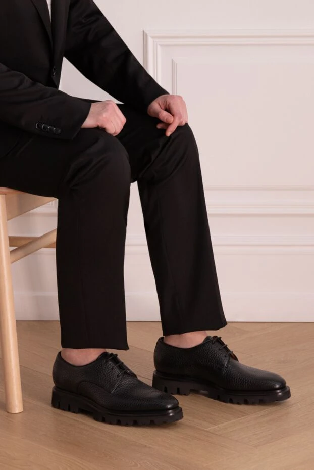 Santoni мужские туфли мужские из кожи черные купить с ценами и фото 161929 - фото 2