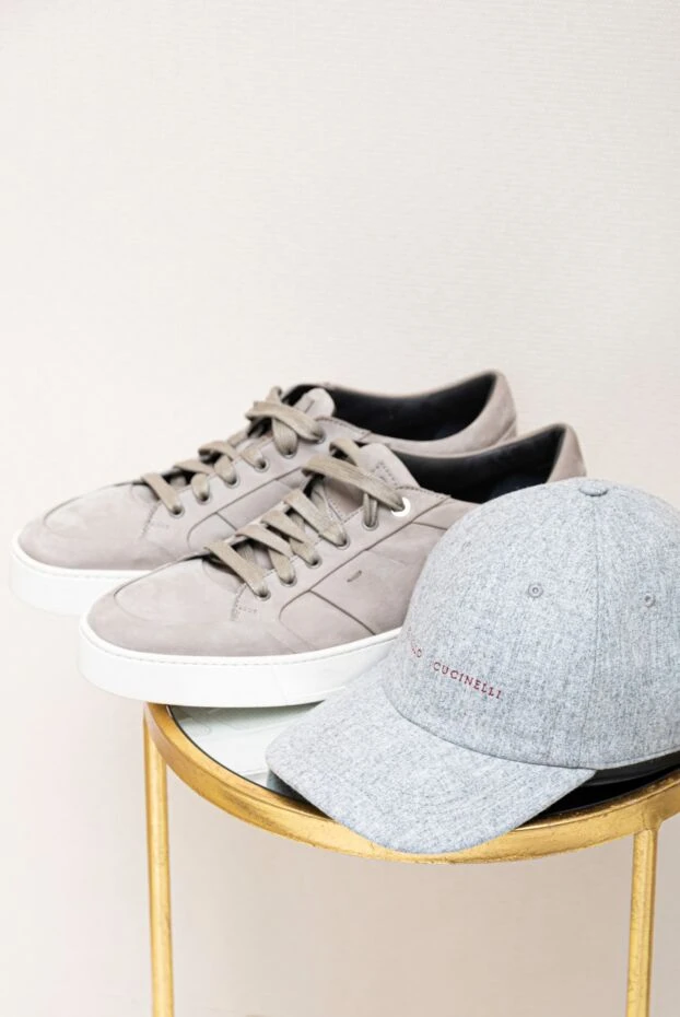 Santoni sneakers made of beige nubuck with a matte texture and a wide white sole 161933 - photo 2