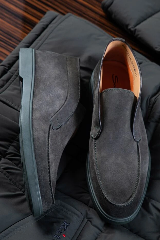 Santoni casual brown suede loafers with flexible sole 161937 - photo 2