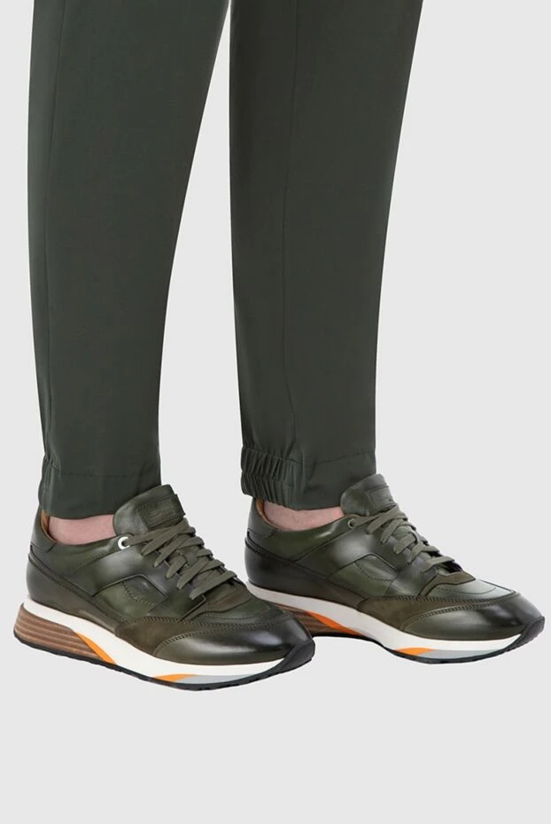 Santoni мужские кроссовки из кожи зеленые мужские купить с ценами и фото 161943 - фото 2