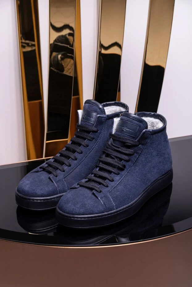 Santoni blue insulated suede sneakers with side zip 161944 - photo 2