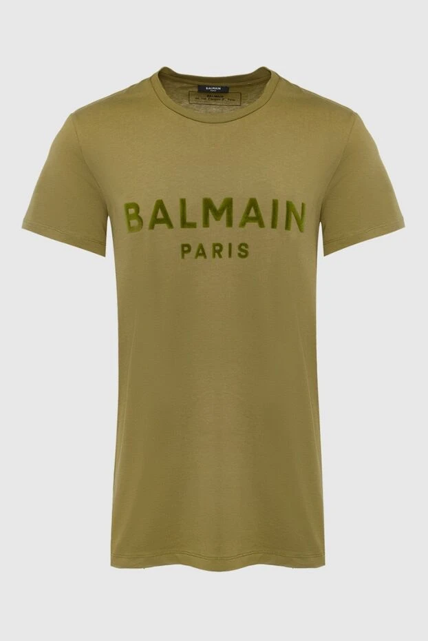 Balmain мужские футболка из хлопка зеленая мужская 161980 - фото 1