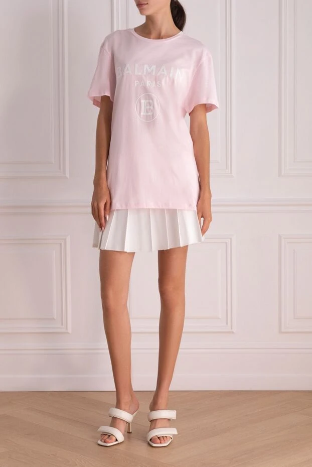 Balmain woman pink cotton t-shirt for women buy with prices and photos 161981 - photo 2