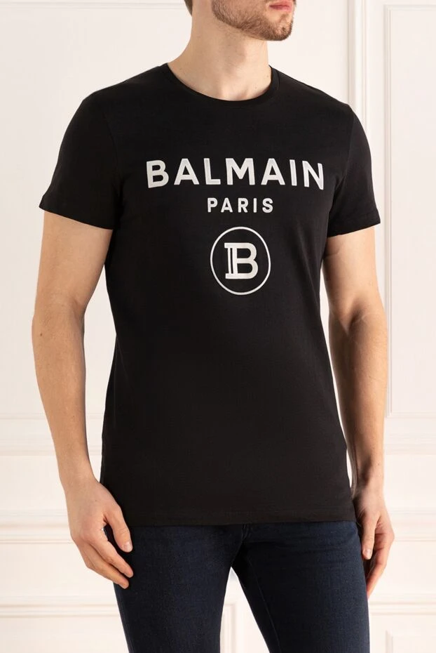 Balmain мужские футболка из хлопка белая мужская 174880 - фото 3