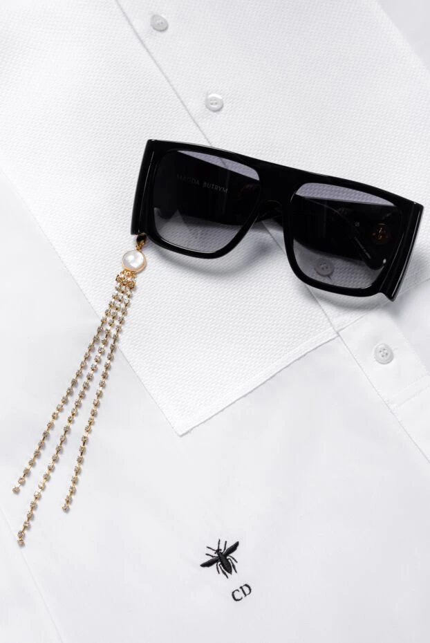 Linda Farrow очки квадратные черные женские со сменной брошью с кристаллами 161988 - фото 2