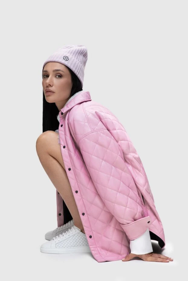 Maison Michel cashmere purple beanie hat for women with logo 162006 - photo 2