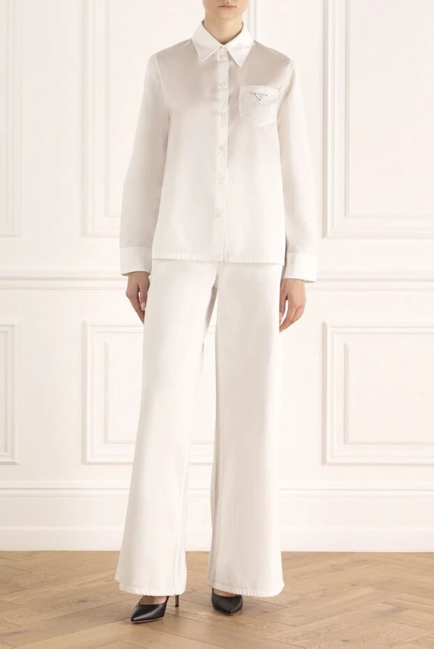 Prada женские блуза из хлопка белая женская купить с ценами и фото 162026 - фото 2