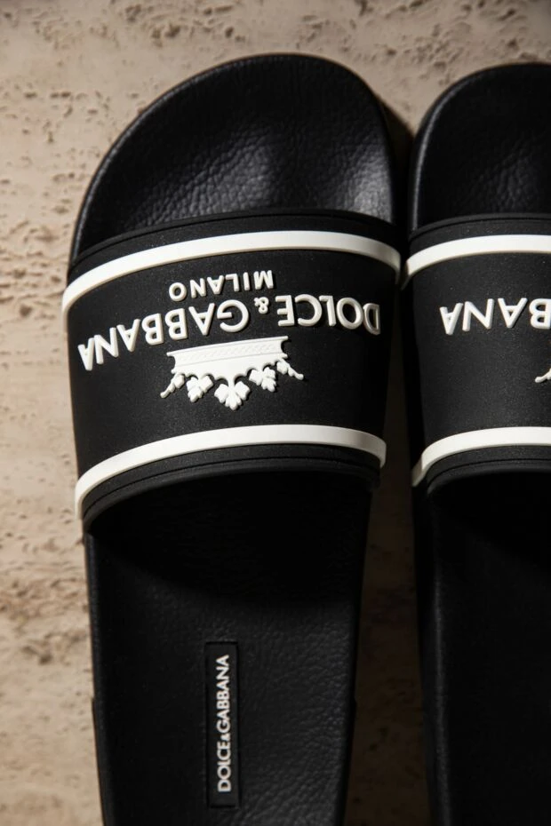 Dolce & Gabbana branded flip flops black with white logo print 162107 - photo 2
