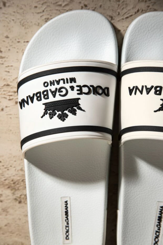 Dolce & Gabbana rubber slider sandals white with contrast logo men's 162108 - photo 2