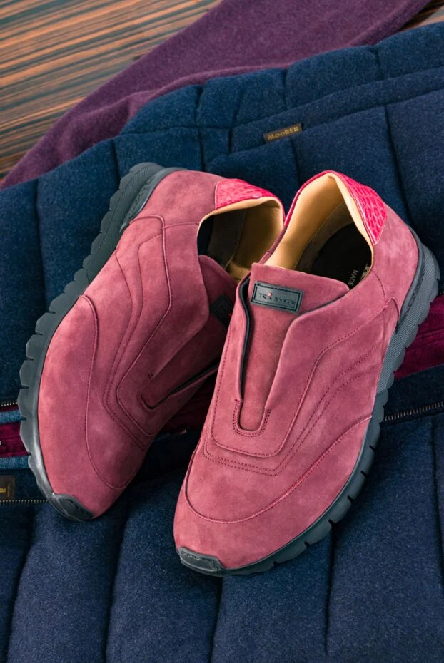 Kiton burgundy nubuck sneakers for men 162111 - photo 2