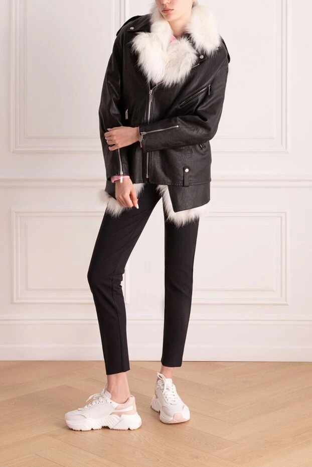 Saint Laurent woman black leather and fur jacket for women buy with prices and photos 162151 - photo 2