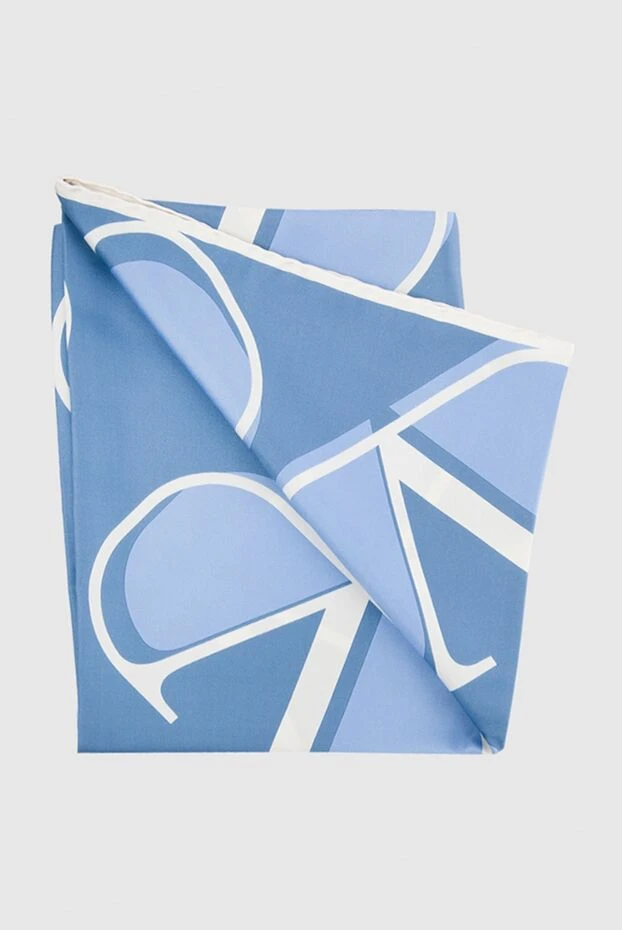 Women's blue silk scarf with logo