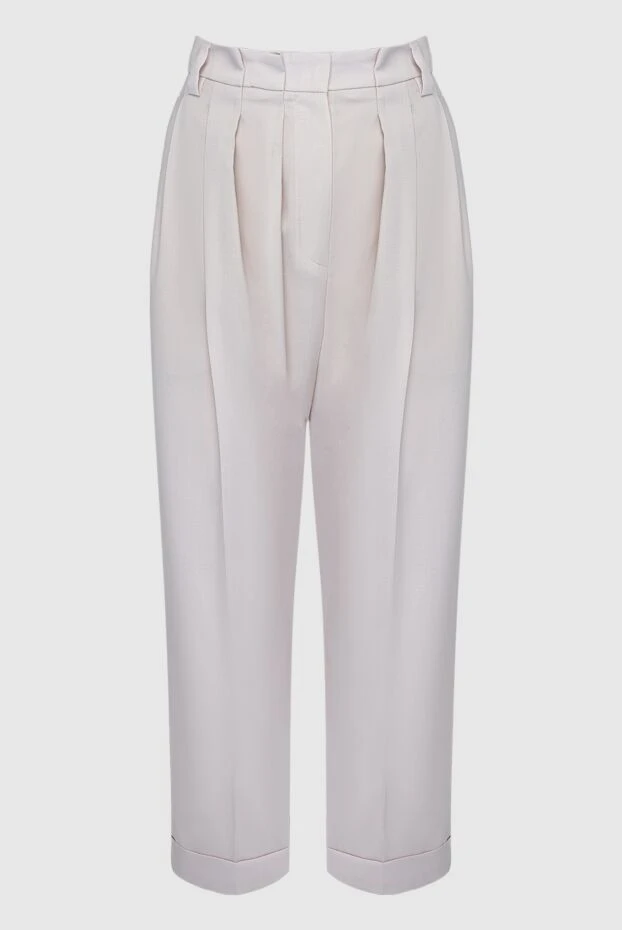 Women's wool cropped trousers beige - photo 1