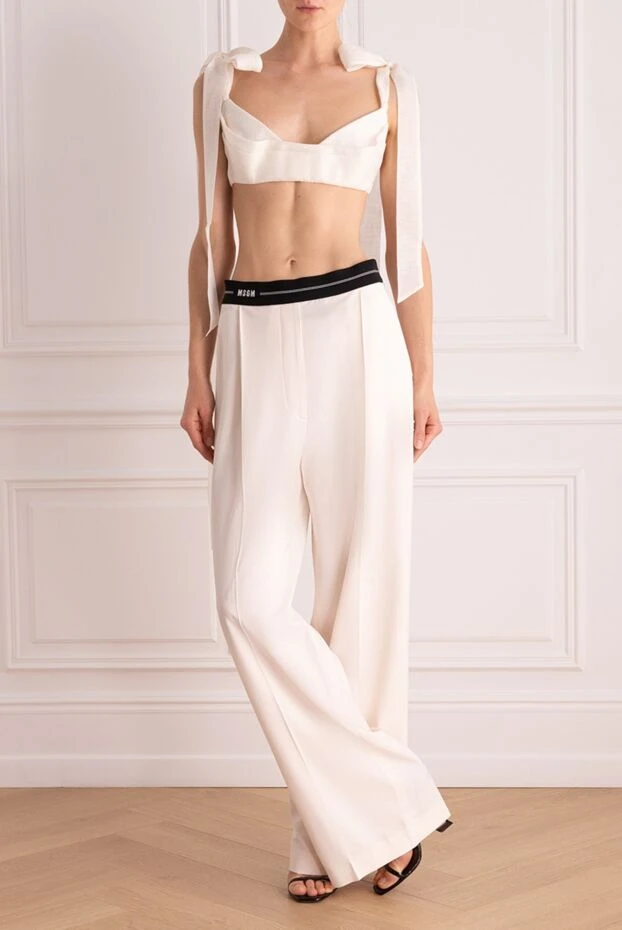 MSGM woman white viscose and wool trousers for women buy with prices and photos 162287 - photo 2