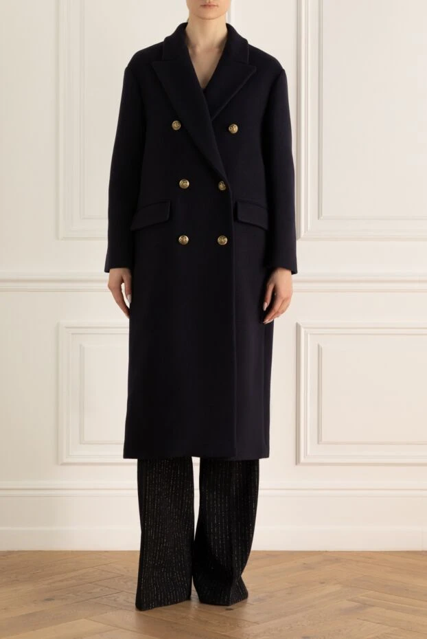 P.A.R.O.S.H. woman women's blue wool and polyamide coat buy with prices and photos 162391 - photo 2