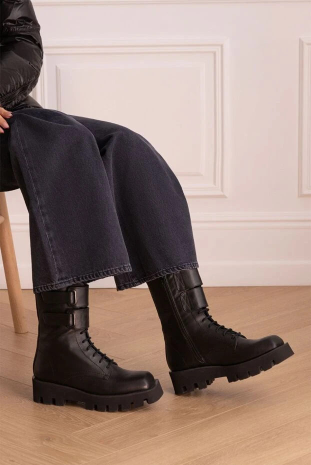 Paloma Barcelo женские ботинки из кожи черные женские купить с ценами и фото 162410 - фото 2