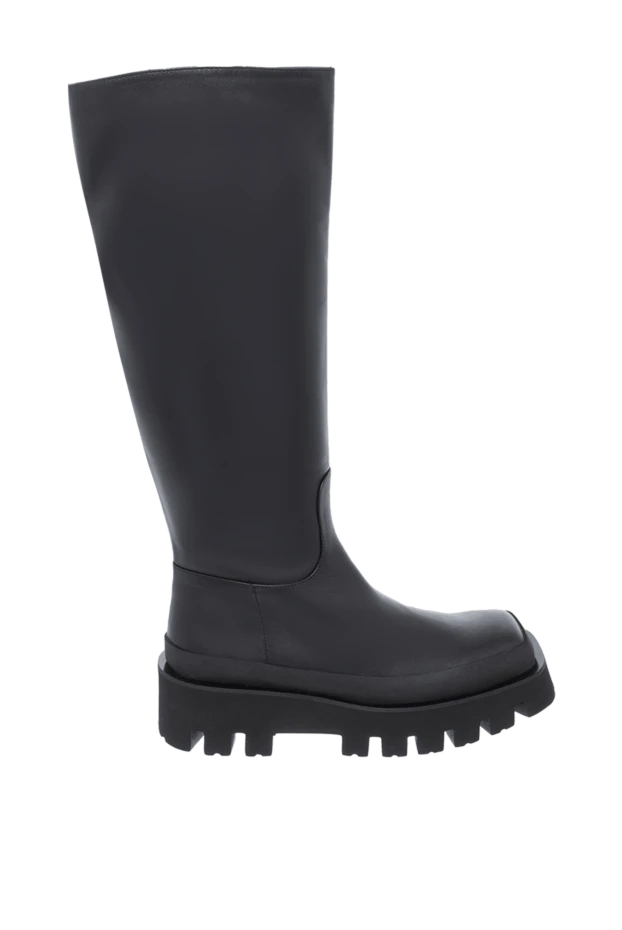 Women's leather boots with a chunky sole, black