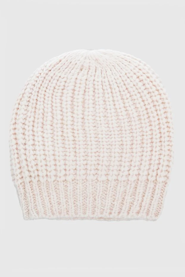 Beige beanie hat for women knitted