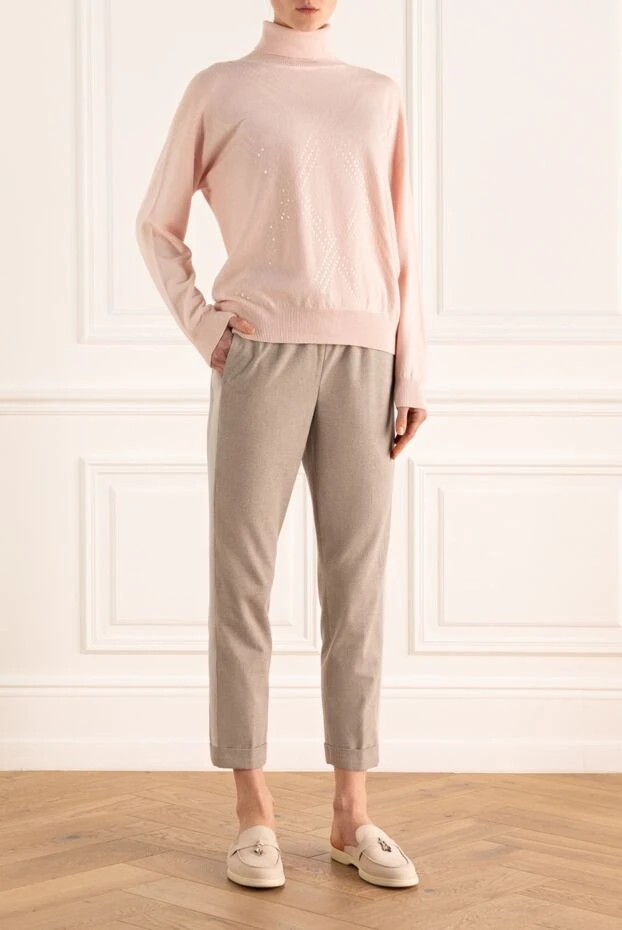 Cappellini woman beige polyester and viscose trousers for women buy with prices and photos 162446 - photo 2