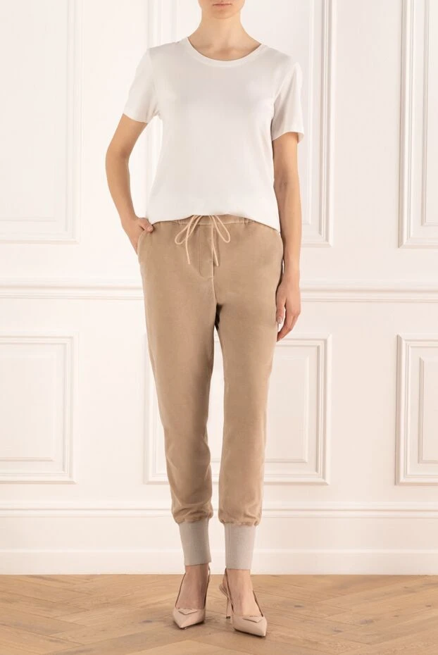 Cappellini woman women's beige cotton and polyamide trousers buy with prices and photos 162451 - photo 2
