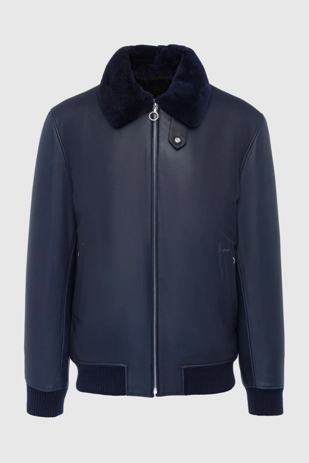 Seraphin мужские куртка на меху из кожи синяя мужская купить с ценами и фото 162465 - фото 1